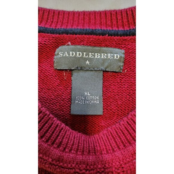 Saddlebred Mens XL Red Cotton Knit Sweater Classic Crewneck Pullover Corpcore - Picture 4 of 6